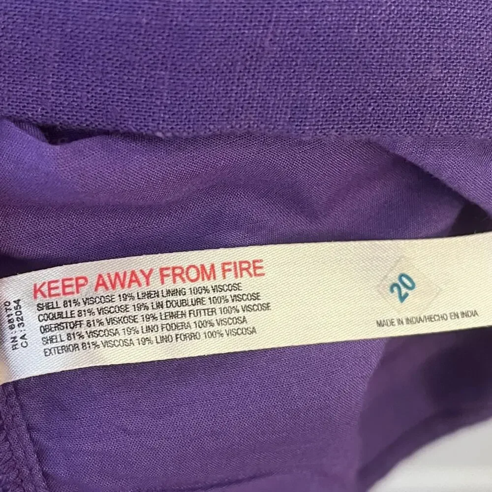 NWT Free People Vintage Summer Midi Dress Sz L Fits M Linen Blend Button Purple - Picture 11 of 16